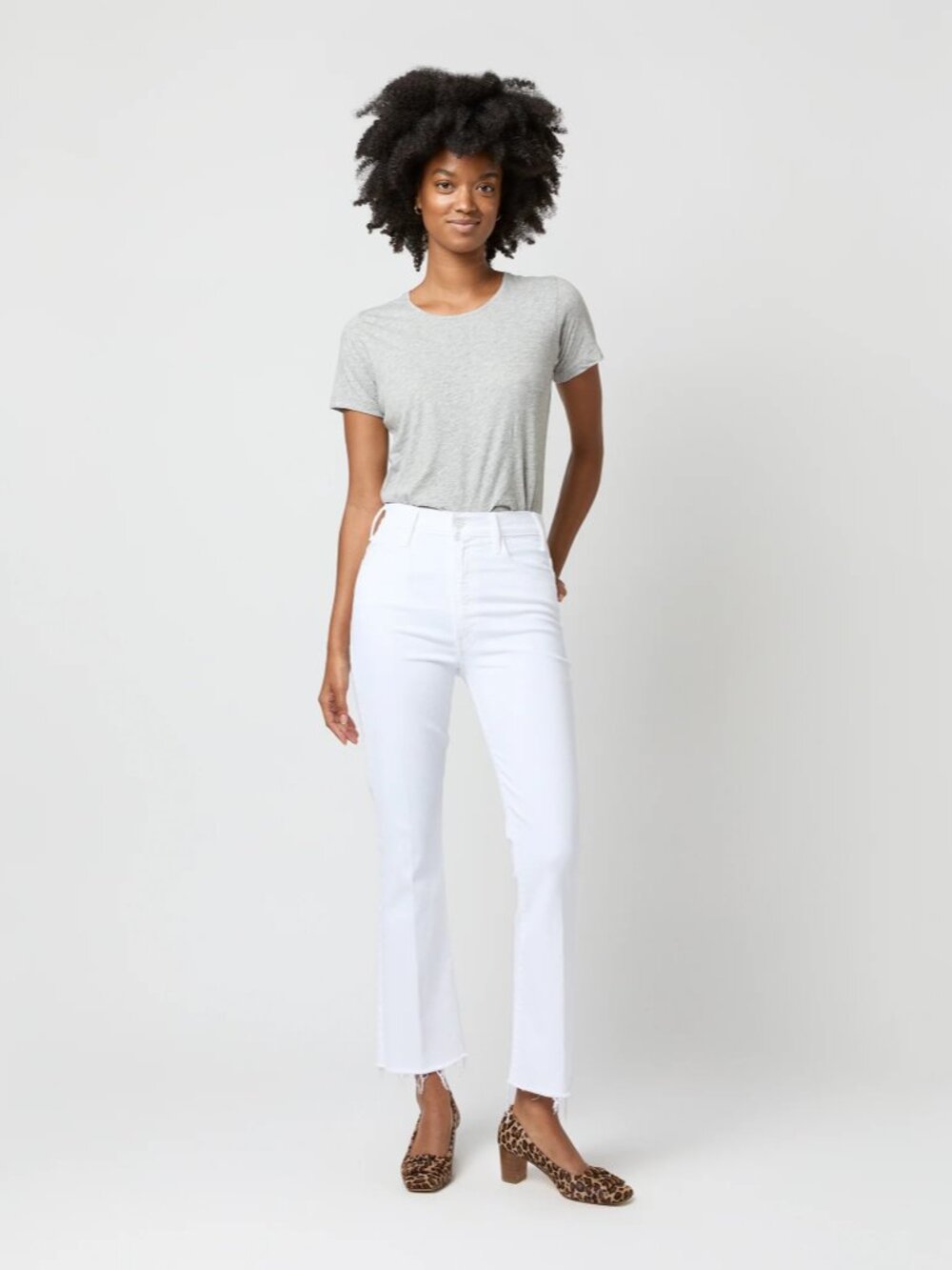 MOTHER The Hustler Fairest of Them All White Flared Ankle Fray Jeans, Size 30